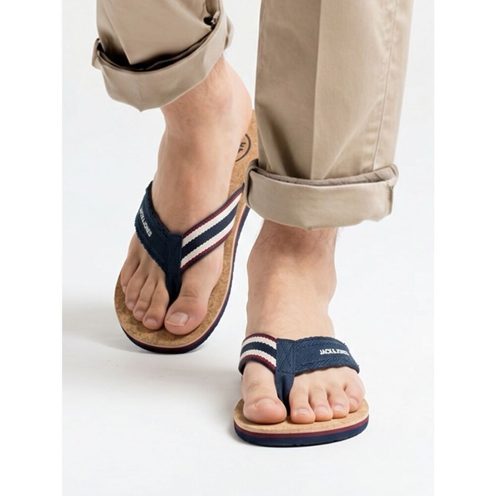JACK & JONES | NEW Navy Blue, Red, White Ritchie Cork Sandals Flip Flops Men’s